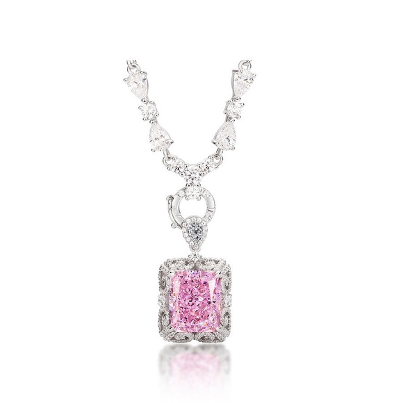Rare pink crystal beautiful custom designed detachable charm cocktail necklace - Picture 1 of 14